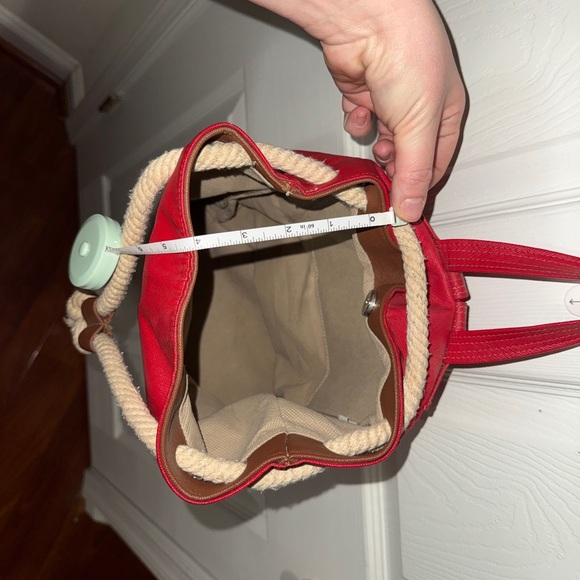 Red Leather Drawstring Backpack - Picture 5 of 7